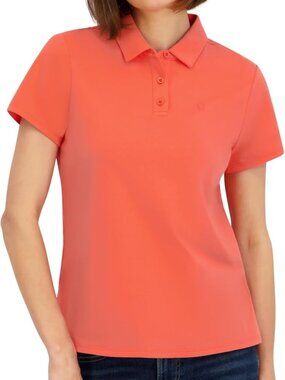 Spyder Women's Weekender Plated Short Sleeve Jersey Polo Top Peach Bud M NWT